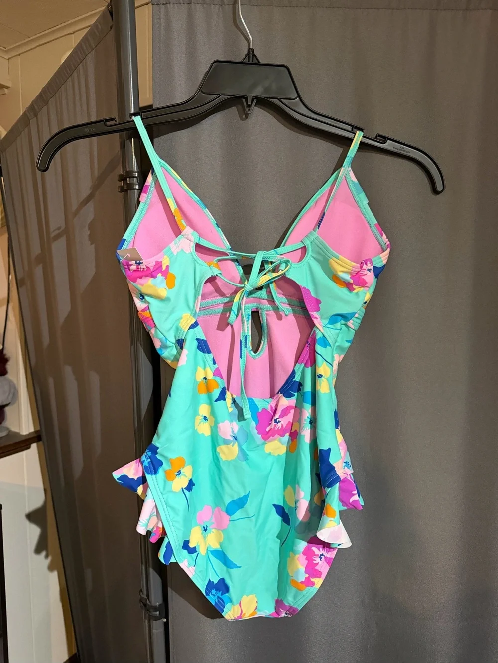 Women’s Floral One-Piece Swimsuit in Aqua
